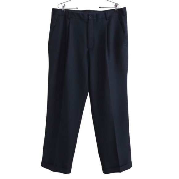 Nike Golf Dri-Fit Navy Blue Pleated Cuffed Performance Dress Pants 38 x 32 - Picture 1 of 7